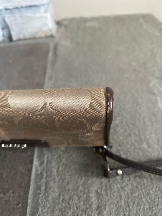 Coach Khaki and Brown Signature Canvas Wristlet - Picture 10 of 11